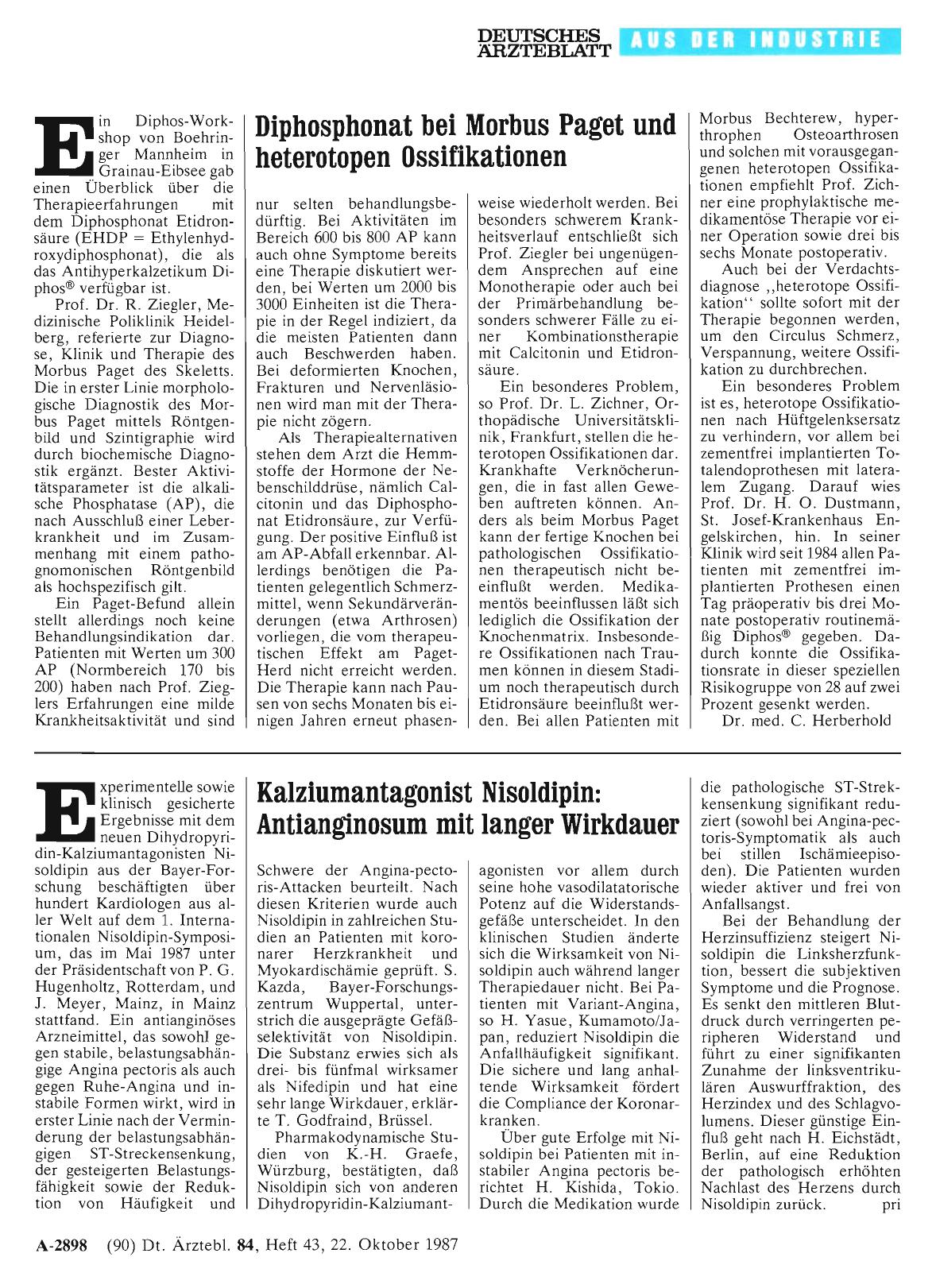 Vorschauseite 1: Diphosphonat bei Morbus Paget und heterotopen Ossifikationen