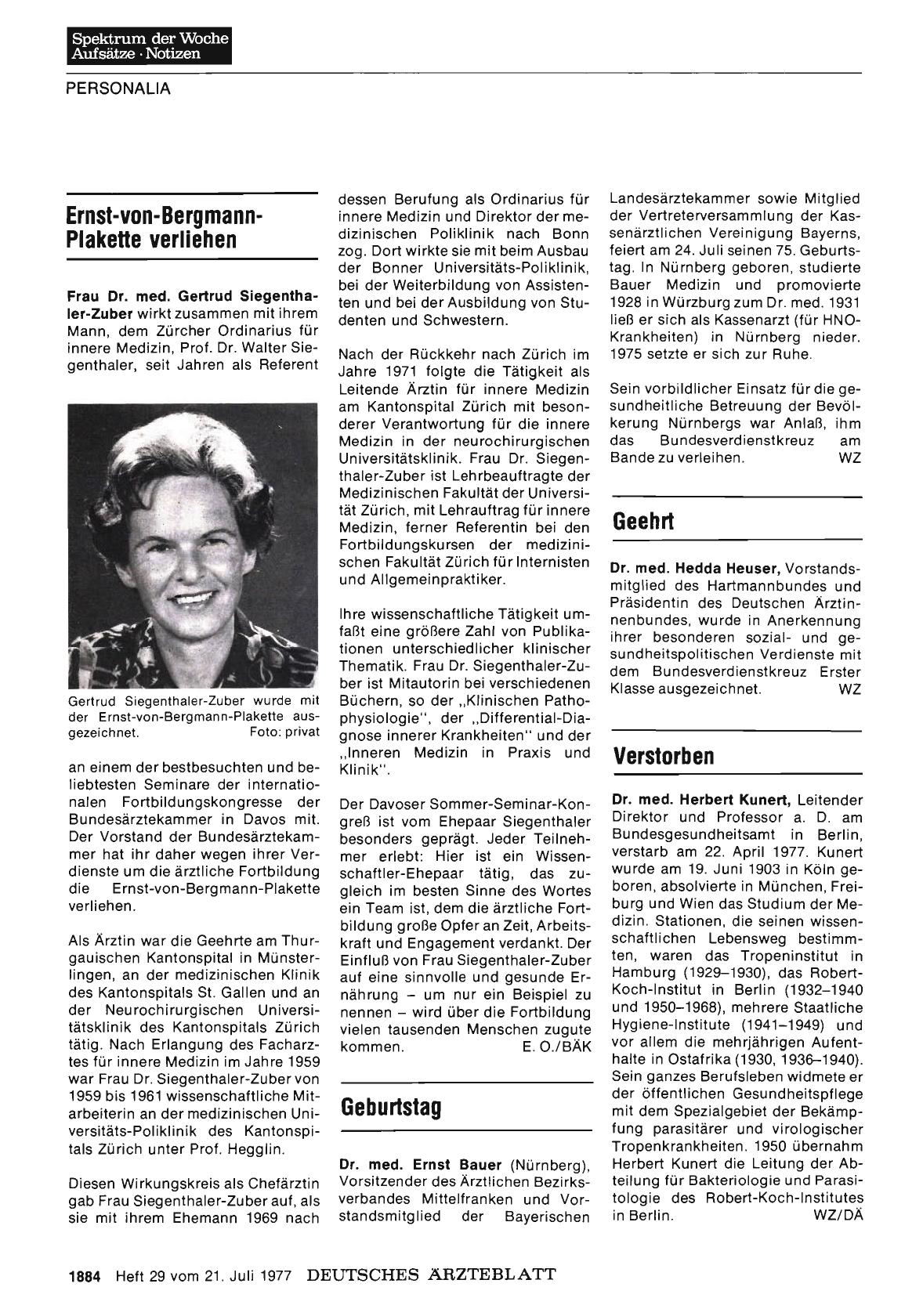 Vorschauseite 1: Ernst-von-Bergmann-Plakette verliehen