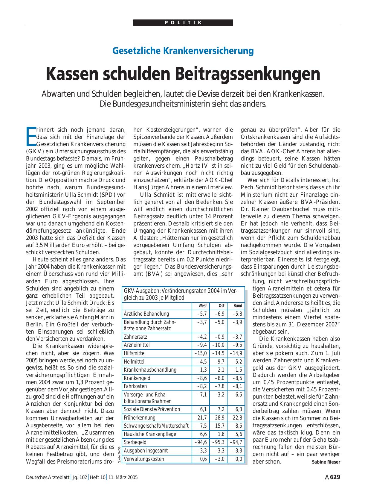 Vorschauseite 1: Gesetzliche Krankenversicherung: Kassen schulden Beitragssenkungen