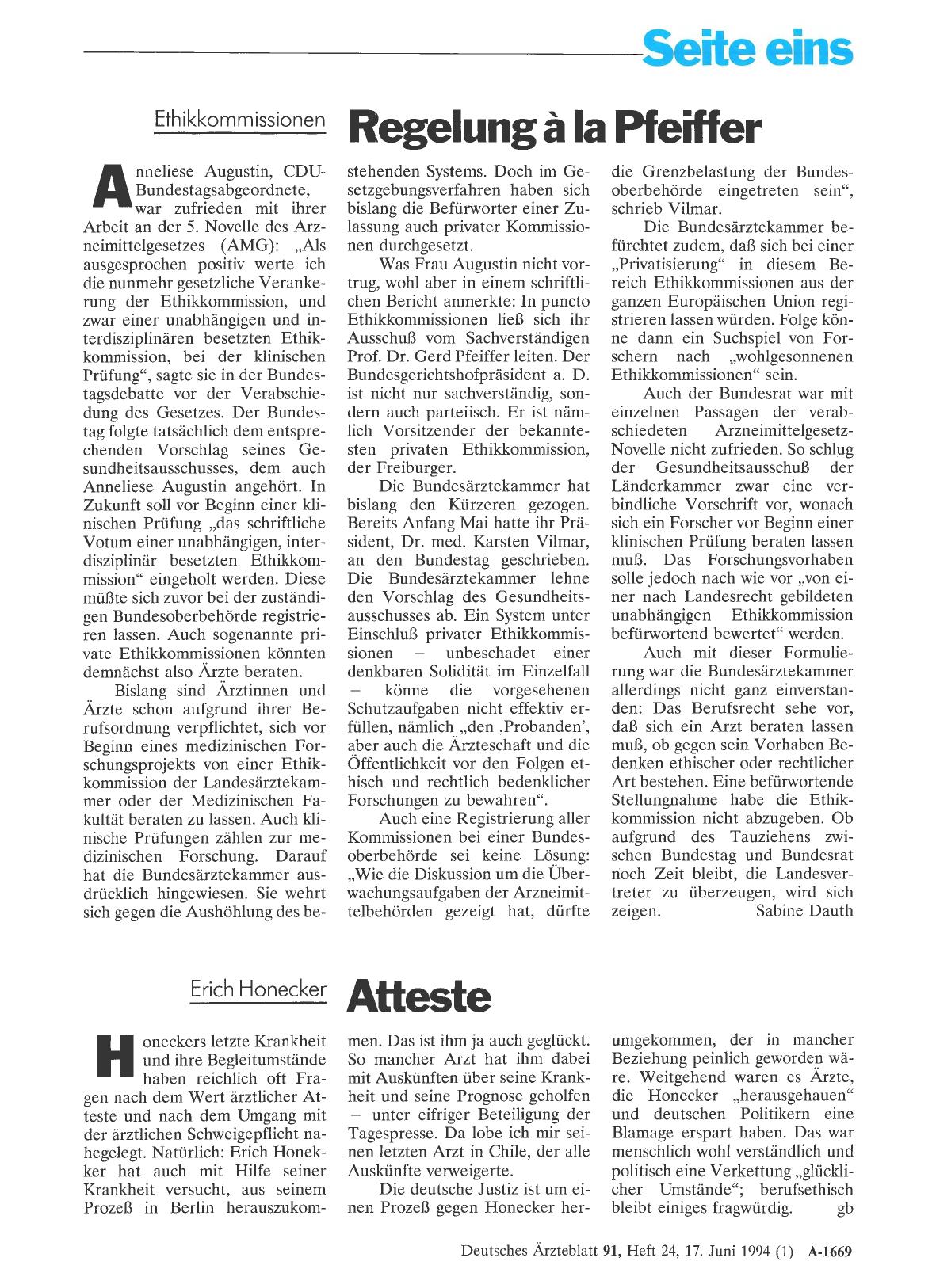 Vorschauseite 1: Ethikkommissionen: Regelung à la Pfeiffer