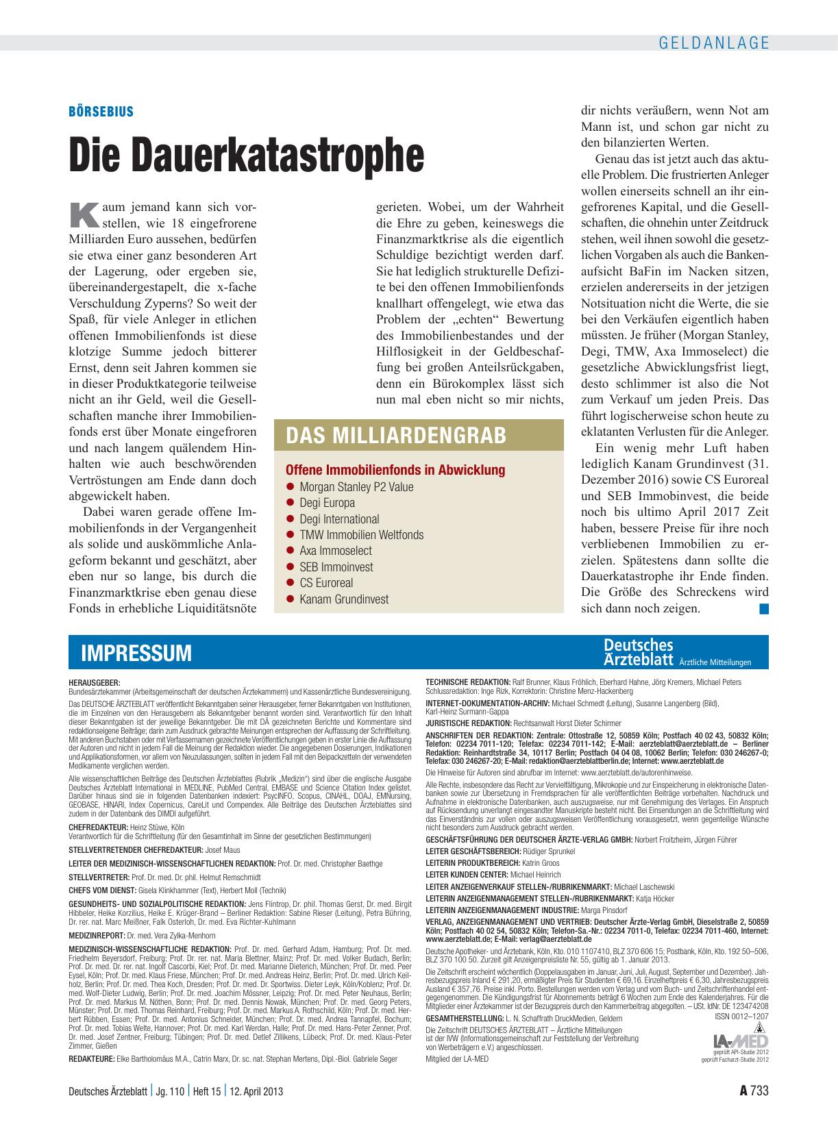 Vorschauseite 1: Börsebius: Die Dauerkatastrophe