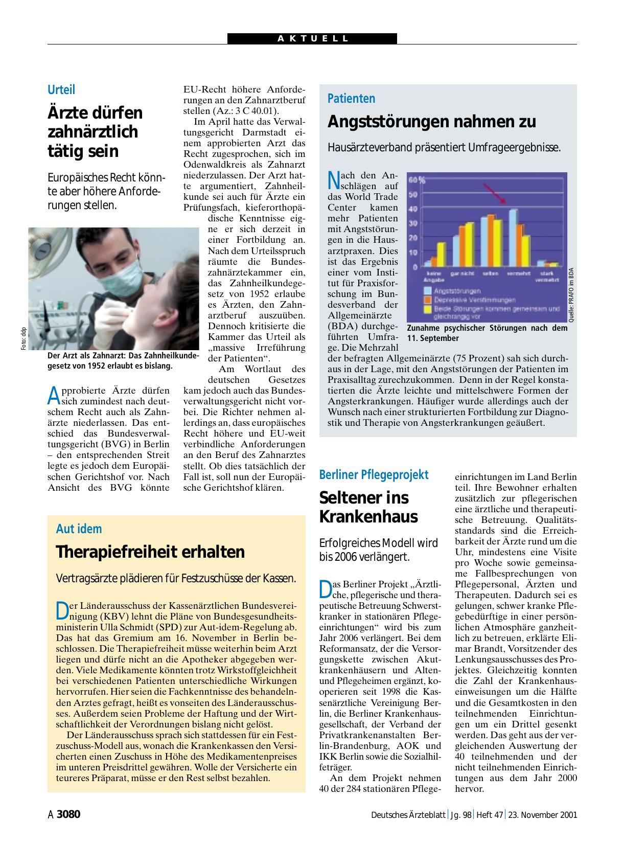 Vorschauseite 1: Patienten: Angststörungen nahmen zu