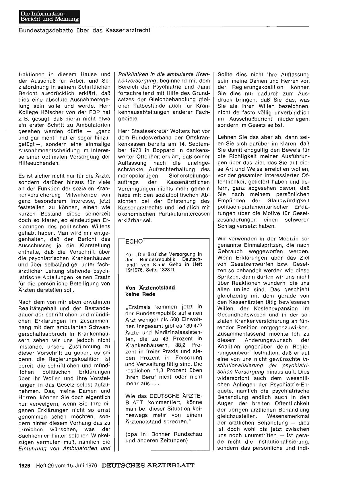 Vorschauseite 1: Von Ärztenotstand keine Rede
