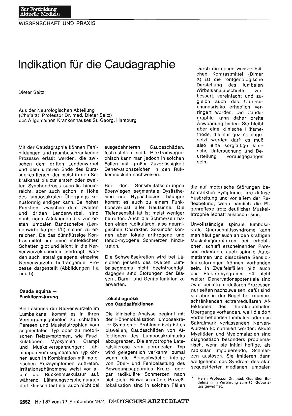 Vorschauseite 1: Indikation für die Caudagraphie