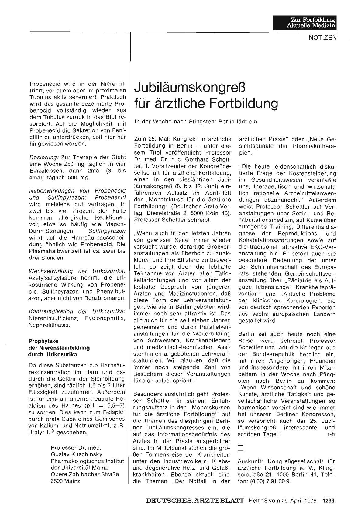 Vorschauseite 1: Jubiläumskongreß für ärztliche Fortbildung: In der Woche nach Pfingsten: Berlin lädt ein