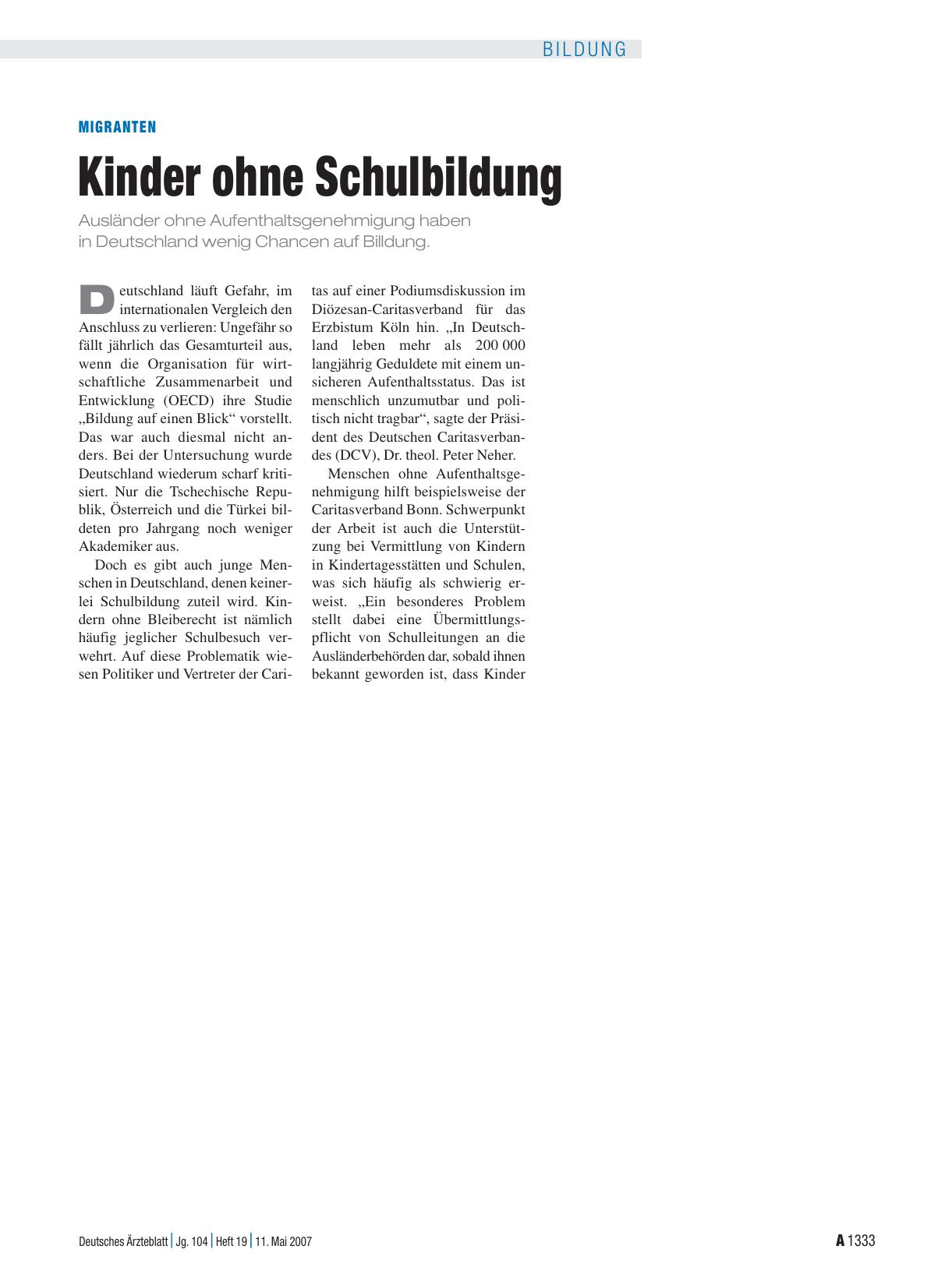 Vorschauseite 1: Migranten: Kinder ohne Schulbildung