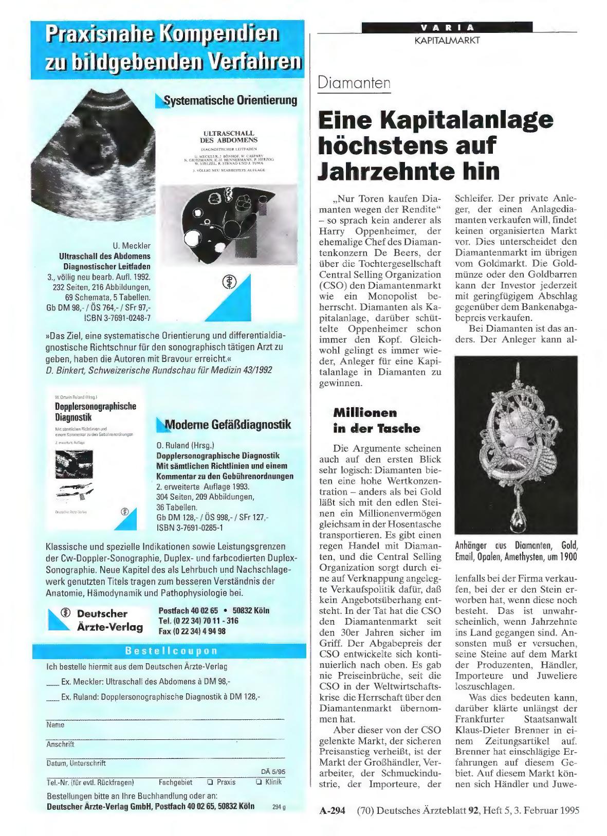 Vorschauseite 1: Diamanten Eine Kapitalanlage höchstens auf Jahrzehnte hin