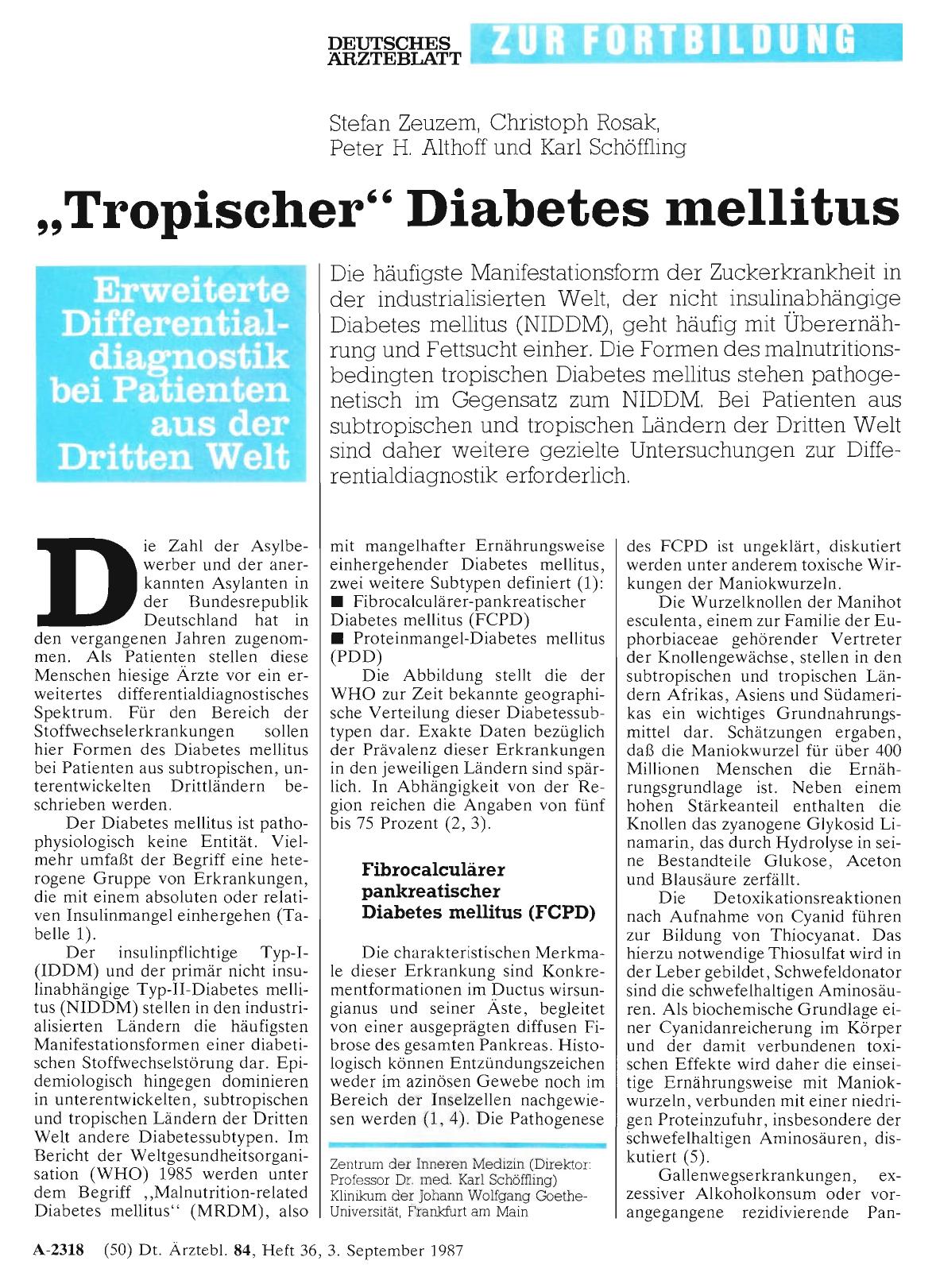 Vorschauseite 1: „Tropischer” Diabetes mellitus