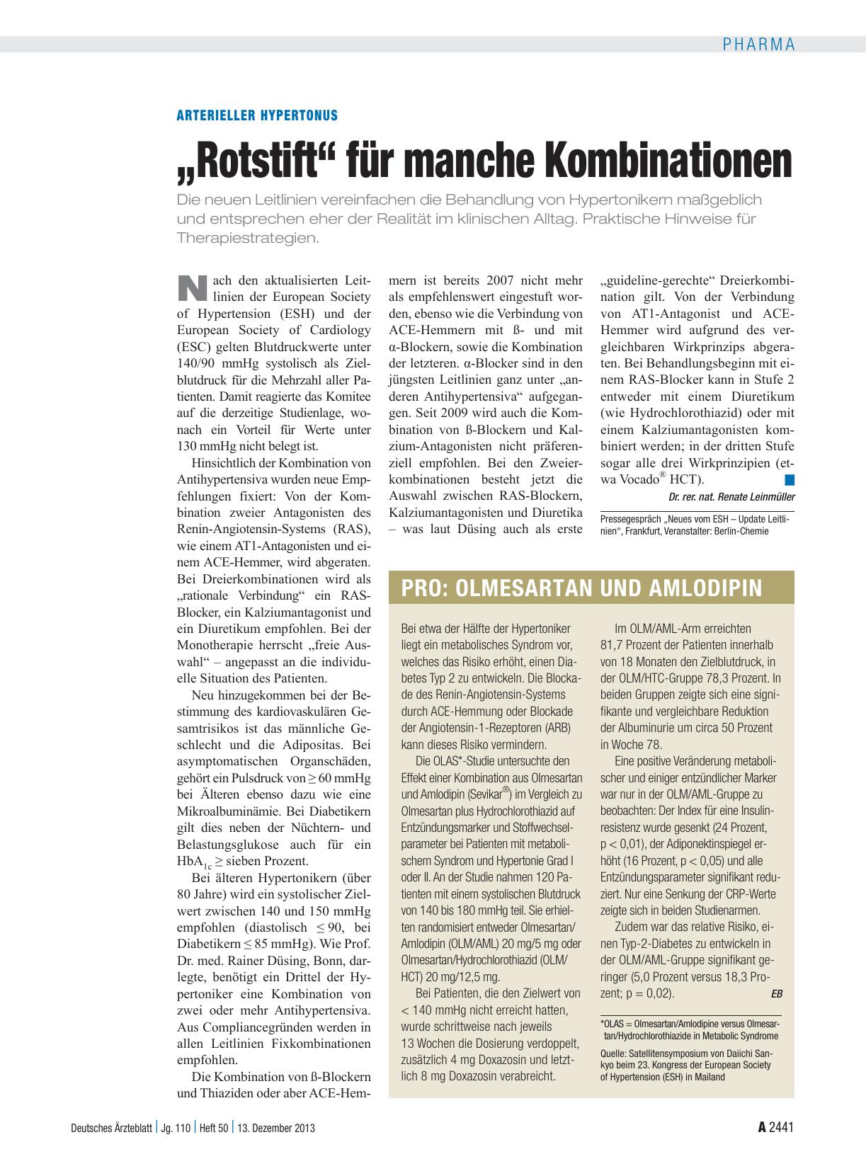 Vorschauseite 1: Arterieller Hypertonus: „Rotstift“ für manche Kombinationen