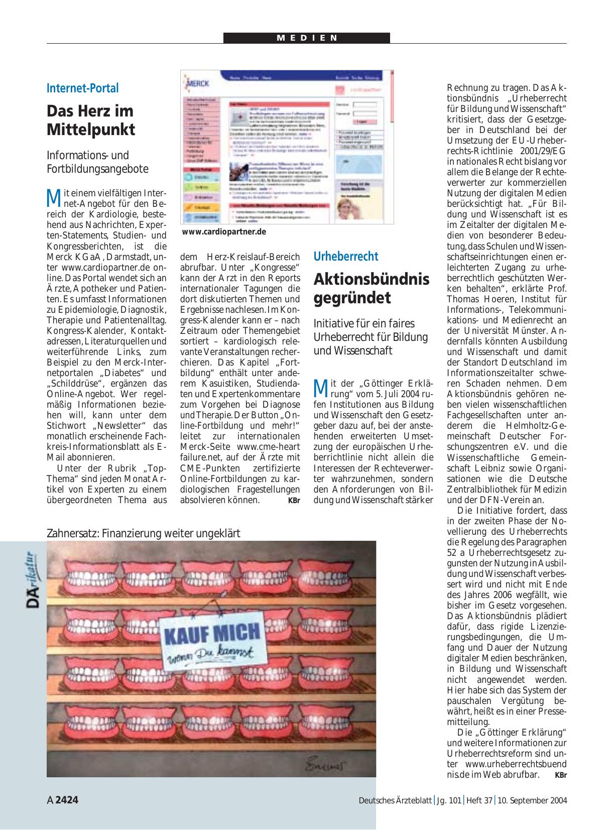 Vorschauseite 1: Internet-Portal: Das Herz im Mittelpunkt