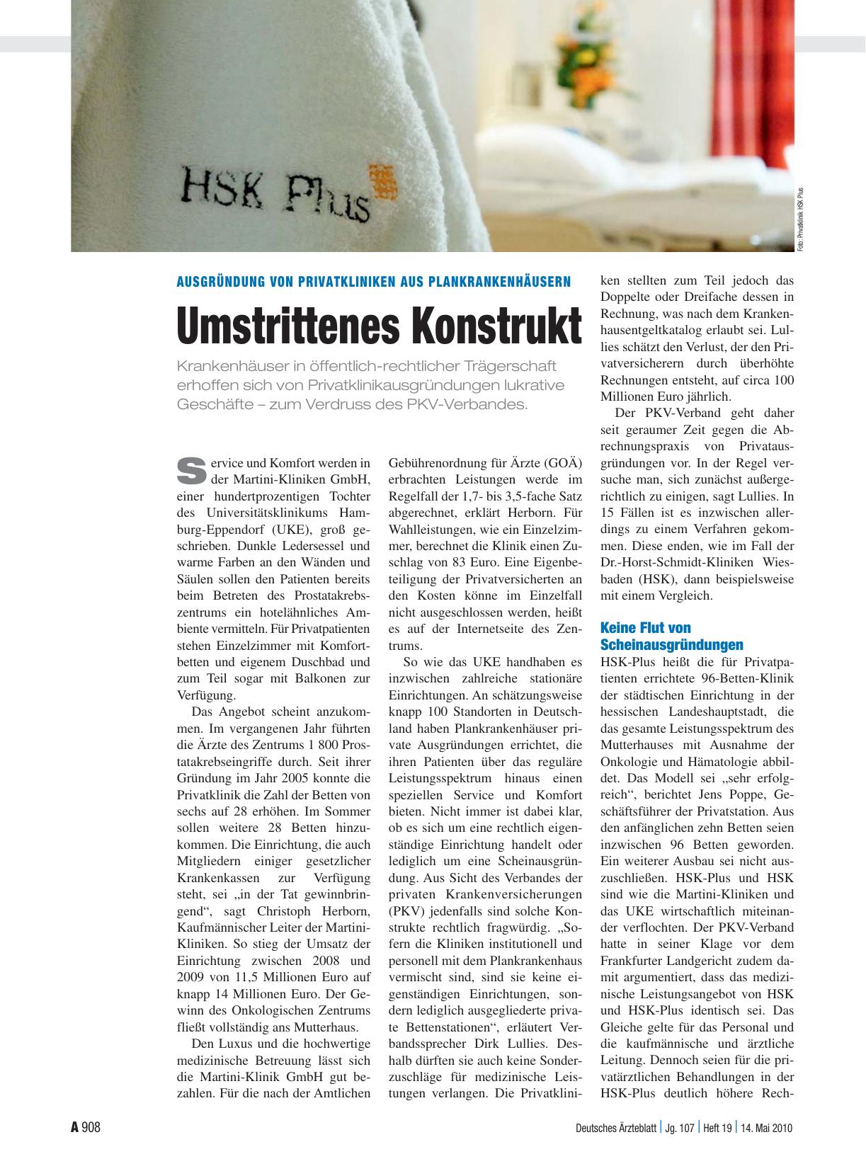 Vorschauseite 1: Ausgründung von Privatkliniken aus Plankrankenhäusern: Umstrittenes Konstrukt