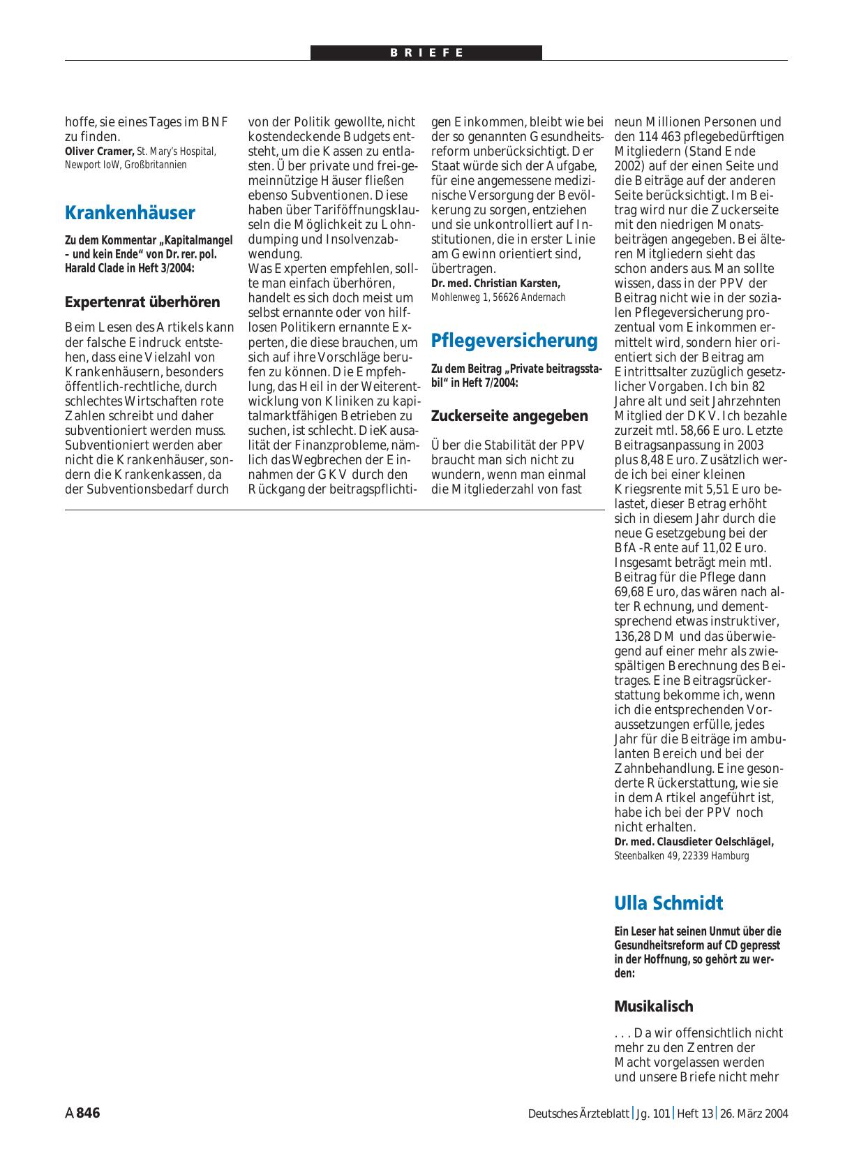 Vorschauseite 1: Pflegeversicherung: Zuckerseite angegeben