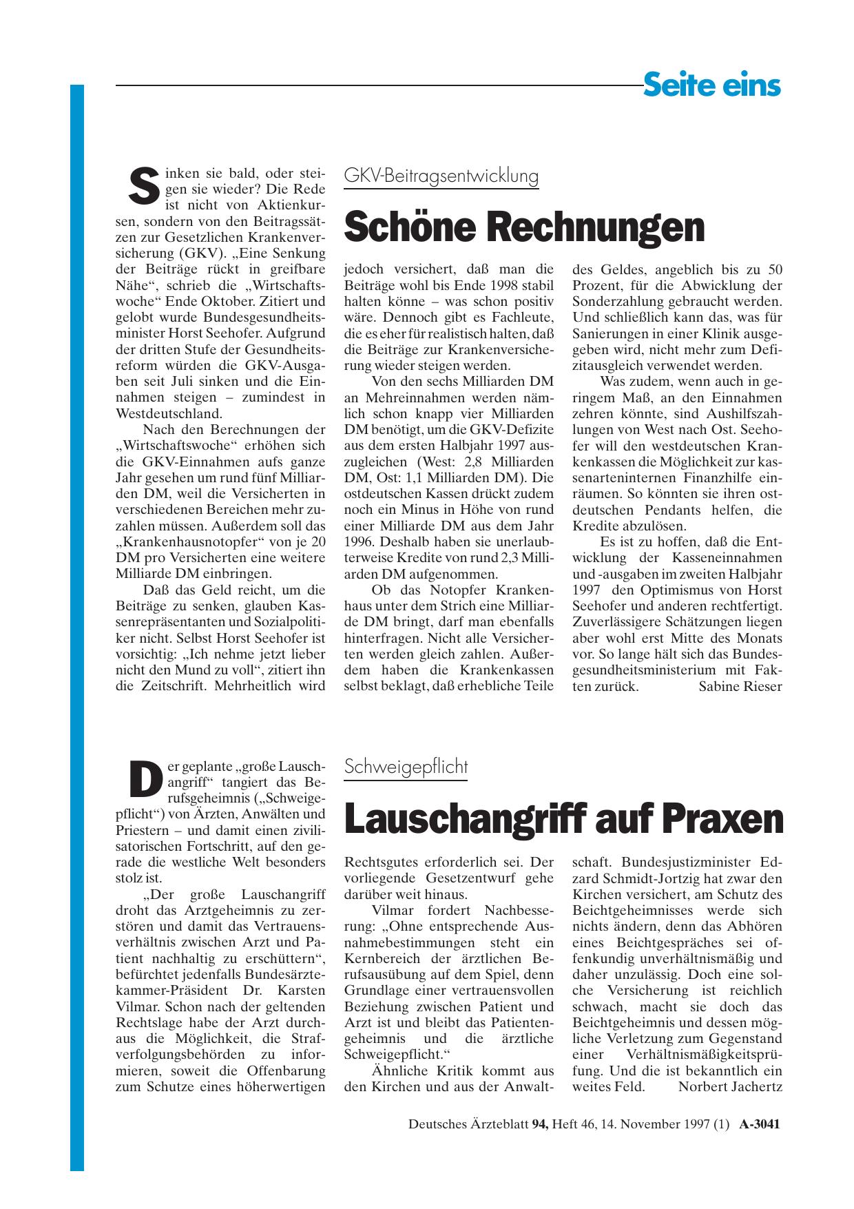 Vorschauseite 1: GKV-Beitragsentwicklung: Schöne Rechnungen