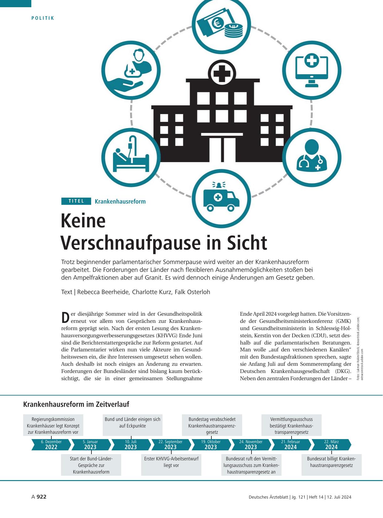 Vorschauseite 1: Krankenhausreform: Keine Verschnaufpause in Sicht