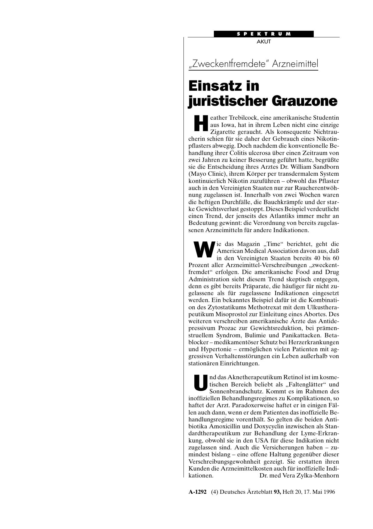 Vorschauseite 1: „Zweckentfremdete„ Arzneimittel: Einsatz in juristischer Grauzone