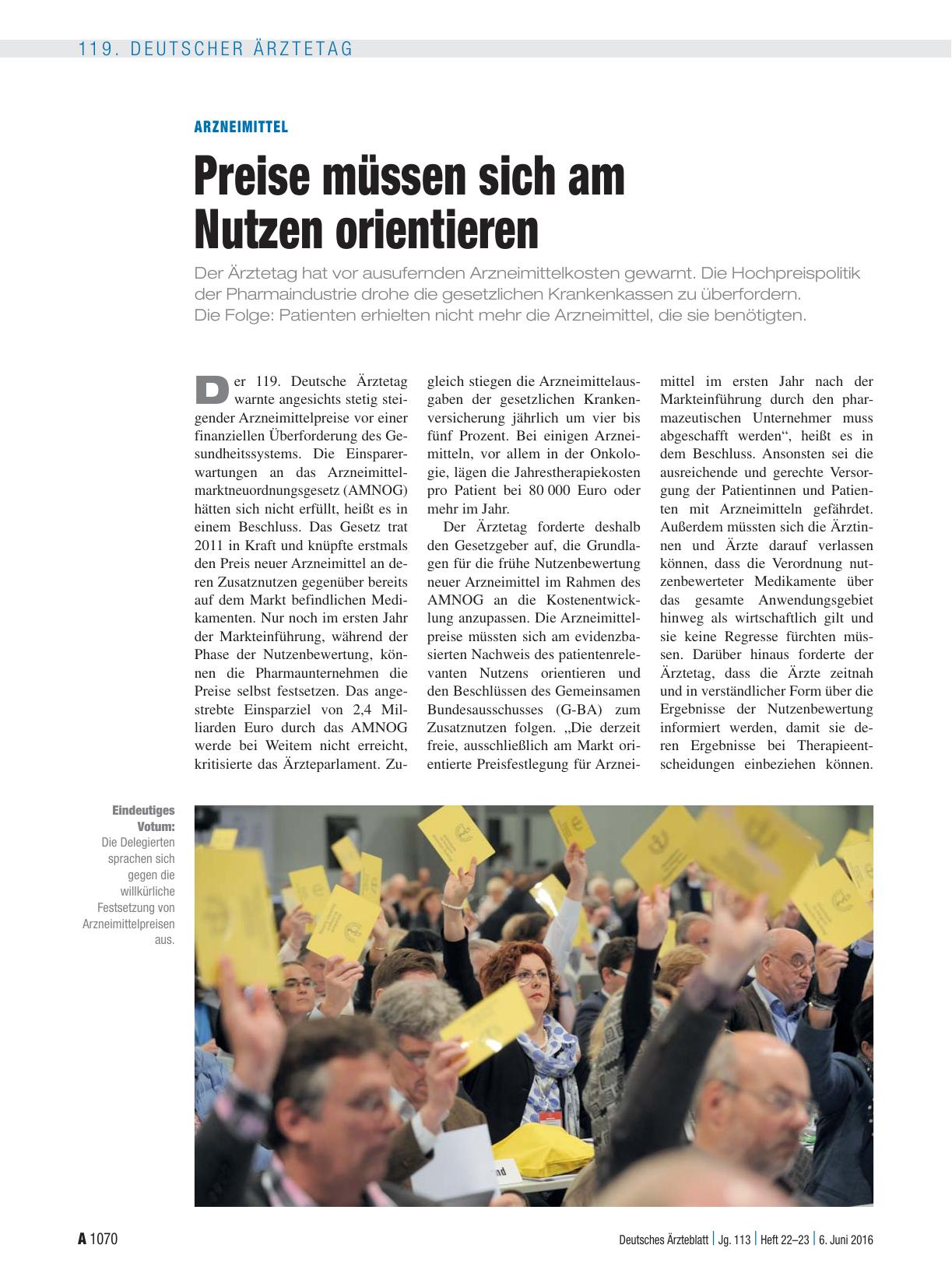 Vorschauseite 1: Arzneimittel: Preise müssen sich am Nutzen orientieren
