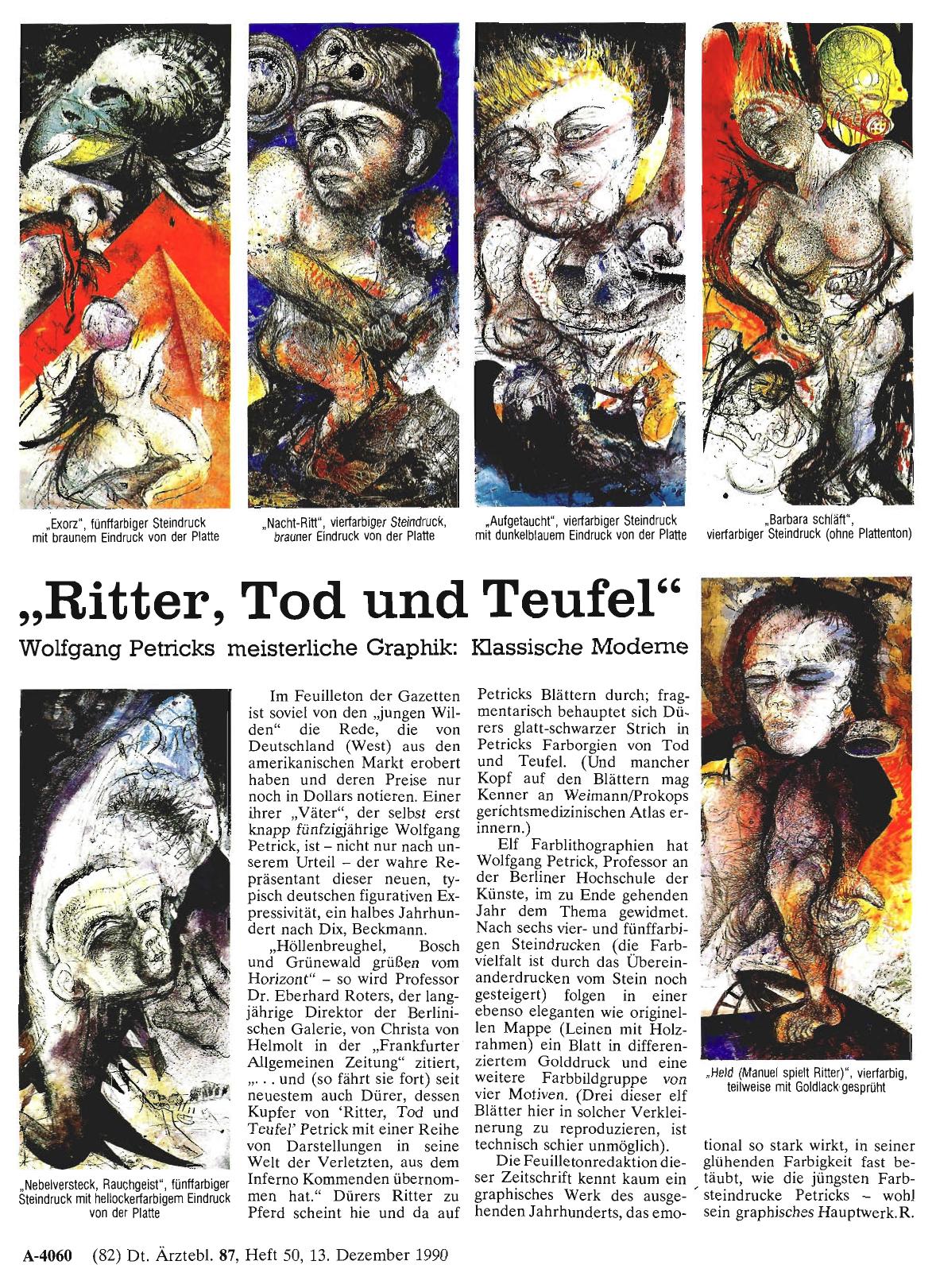 Vorschauseite 1: „Ritter, Tod und Teufel“: Wolfgang Petricks meisterliche Graphik: Klassische Moderne