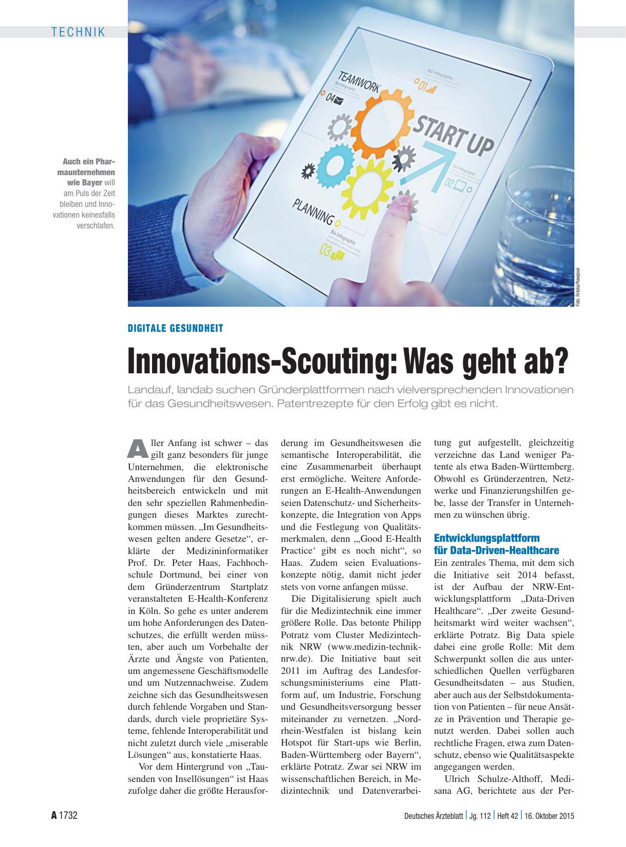 Vorschauseite 1: Digitale Gesundheit: Innovations-Scouting: Was geht ab?