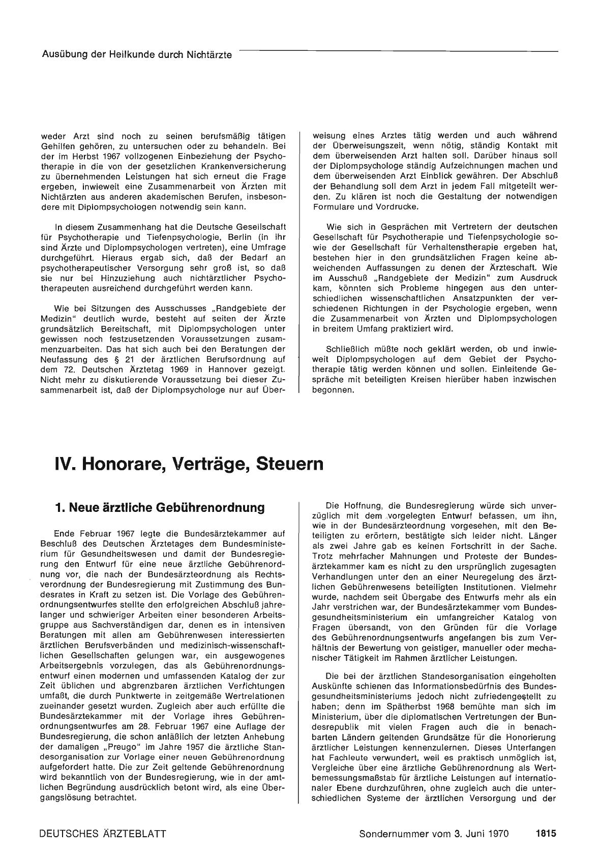 Vorschauseite 1: D. IV: Honorare, Verträge, Steuern