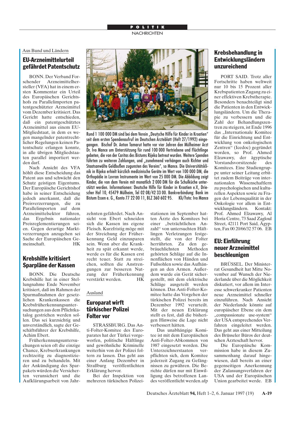 Vorschauseite 1: Krebshilfe kritisiert Sparpläne der Kassen