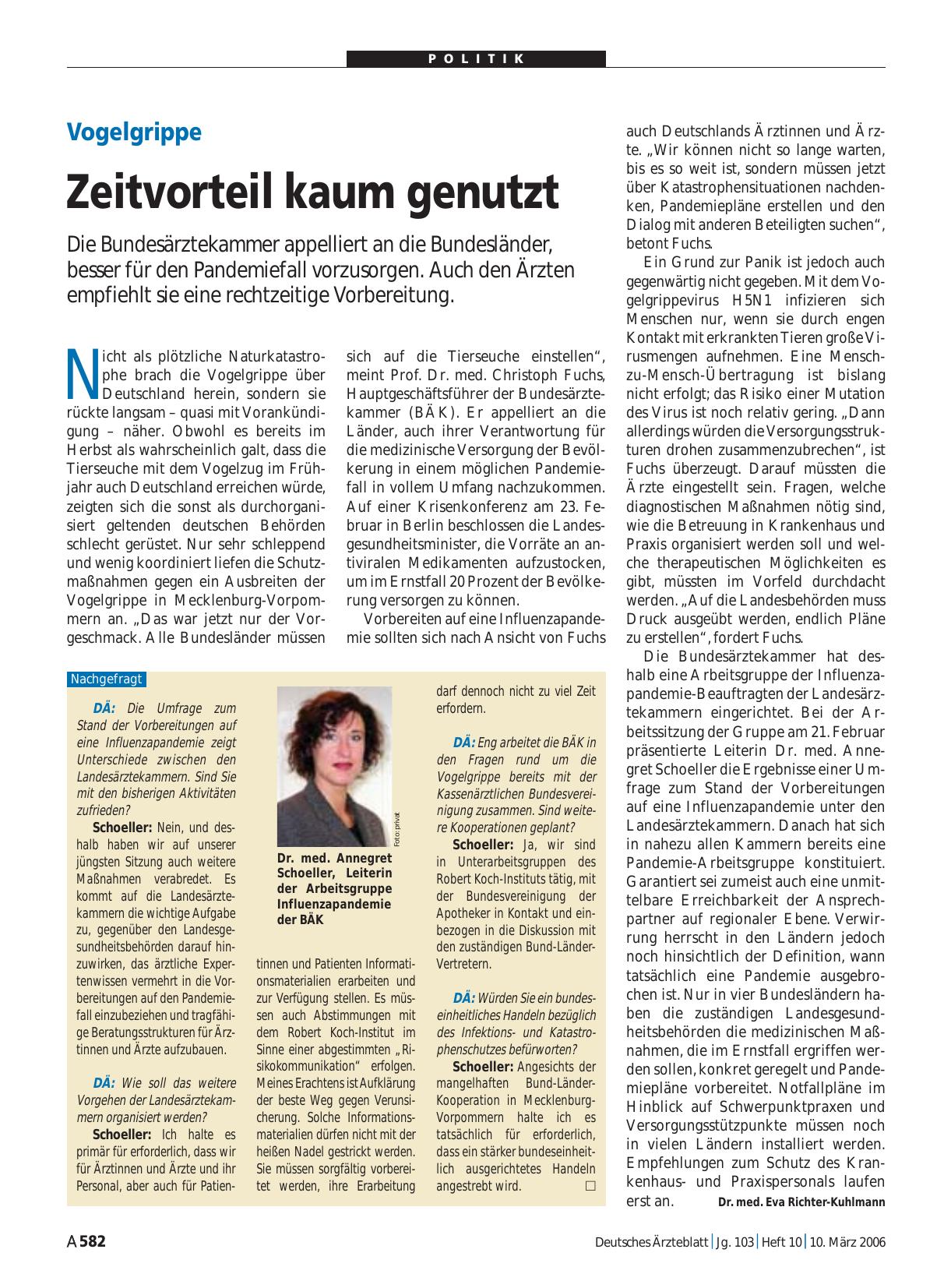 Vorschauseite 1: Nachgefragt: Annegret Schoeller