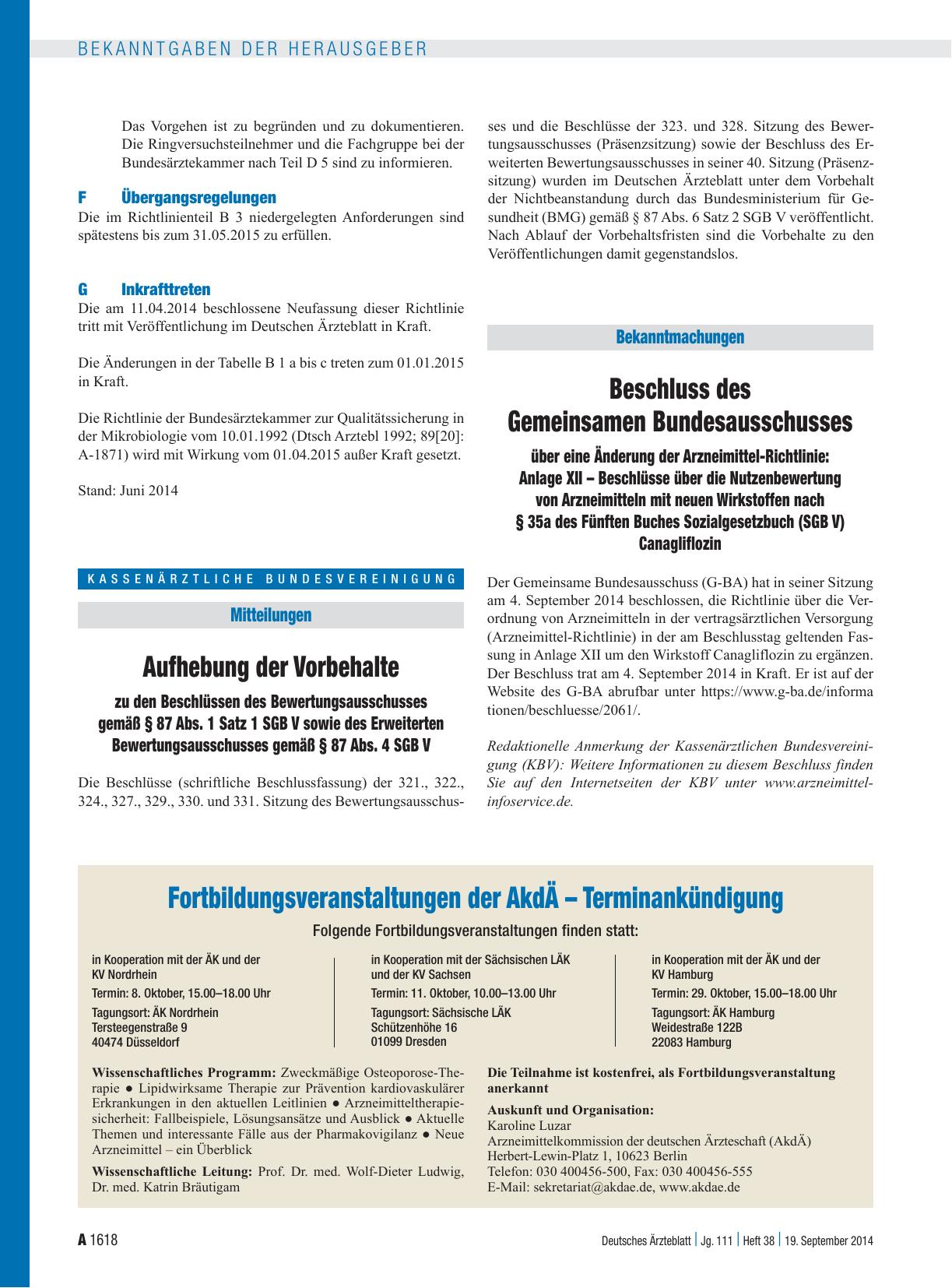 Vorschauseite 1: Beschluss des Gemeinsamen Bundesausschusses über eine Änderung der Arzneimittel-Richtlinie: Anlage XII – Beschlüsse über die Nutzenbewertung von Arzneimitteln mit neuen Wirkstoffe…