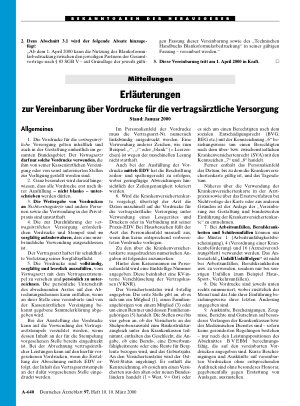 Vorschauseite 1: Erläuterungen zur Vereinbarung über Vordrucke für die vertragsärztliche Versorgung - Stand: Januar 2000