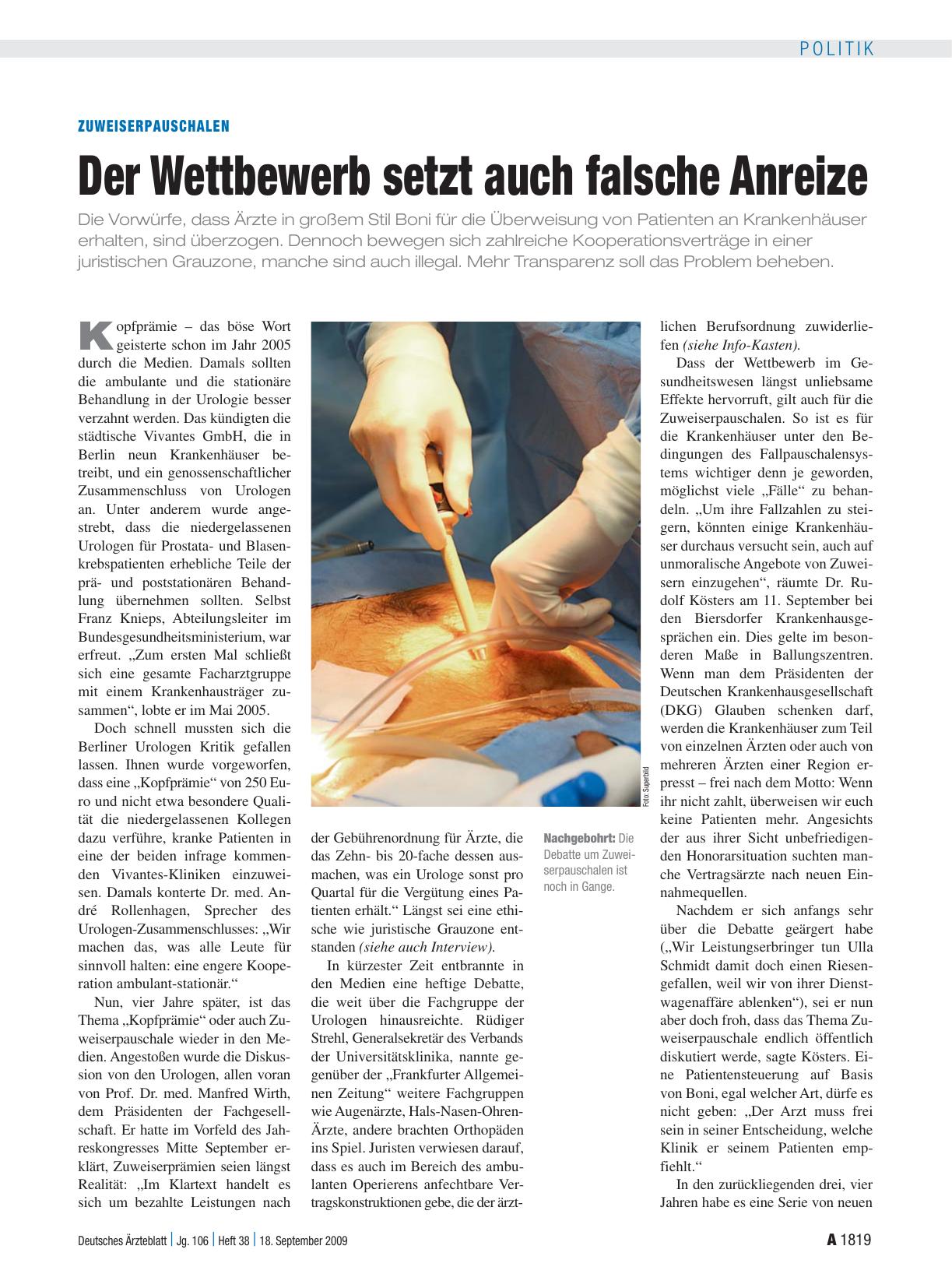 Vorschauseite 1: Zuweiserpauschalen: Der Wettbewerb setzt auch falsche Anreize