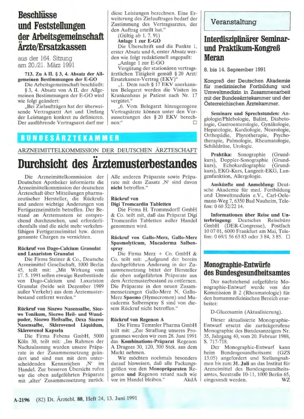 Vorschauseite 1: Monographie-Entwürfe des Bundesgesundheitsamtes