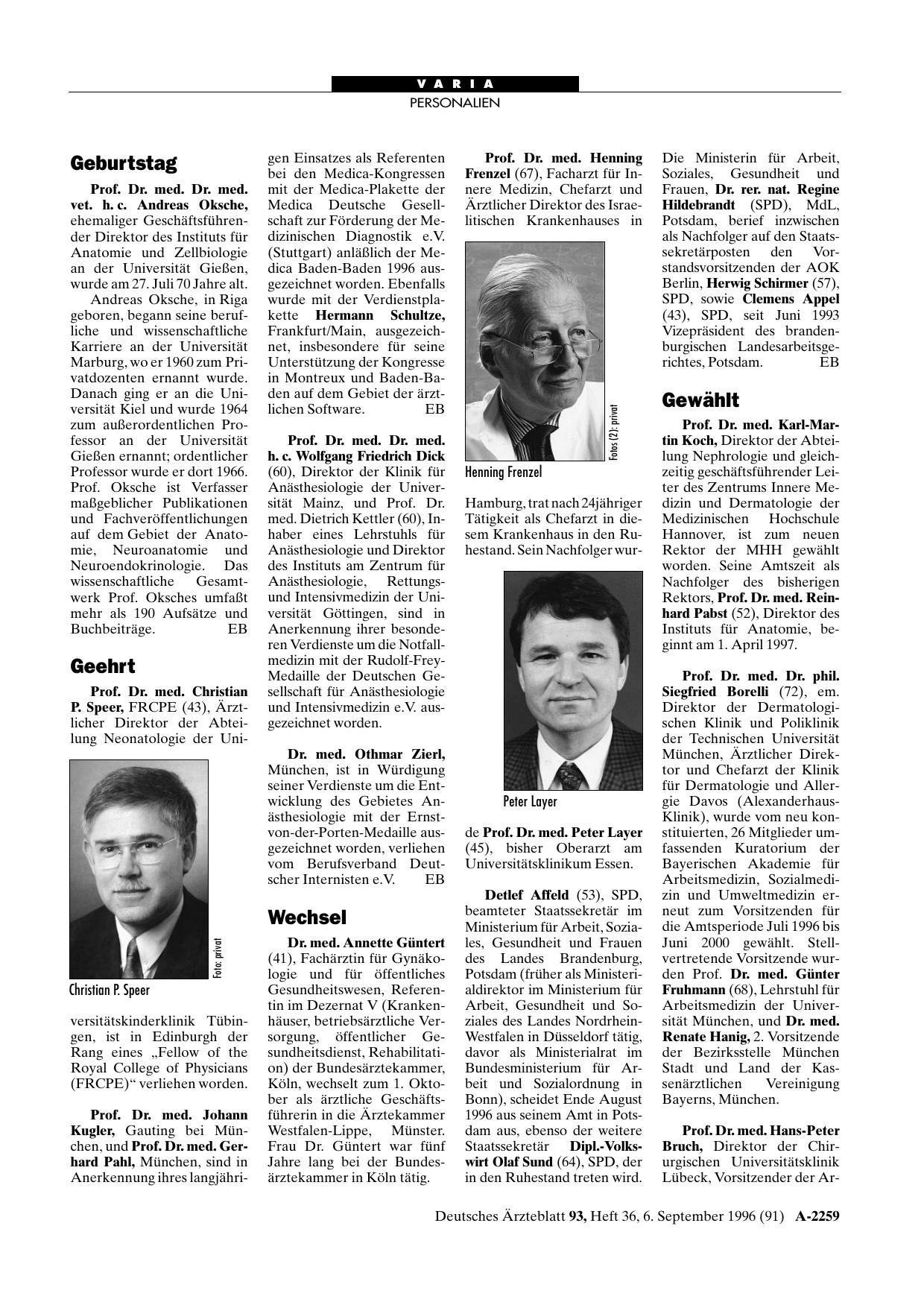 Vorschauseite 1: Verleihungen
