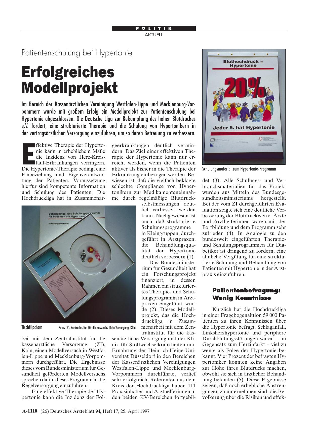 Vorschauseite 1: Patientenschulung bei Hypertonie: Erfolgreiches Modellprojekt