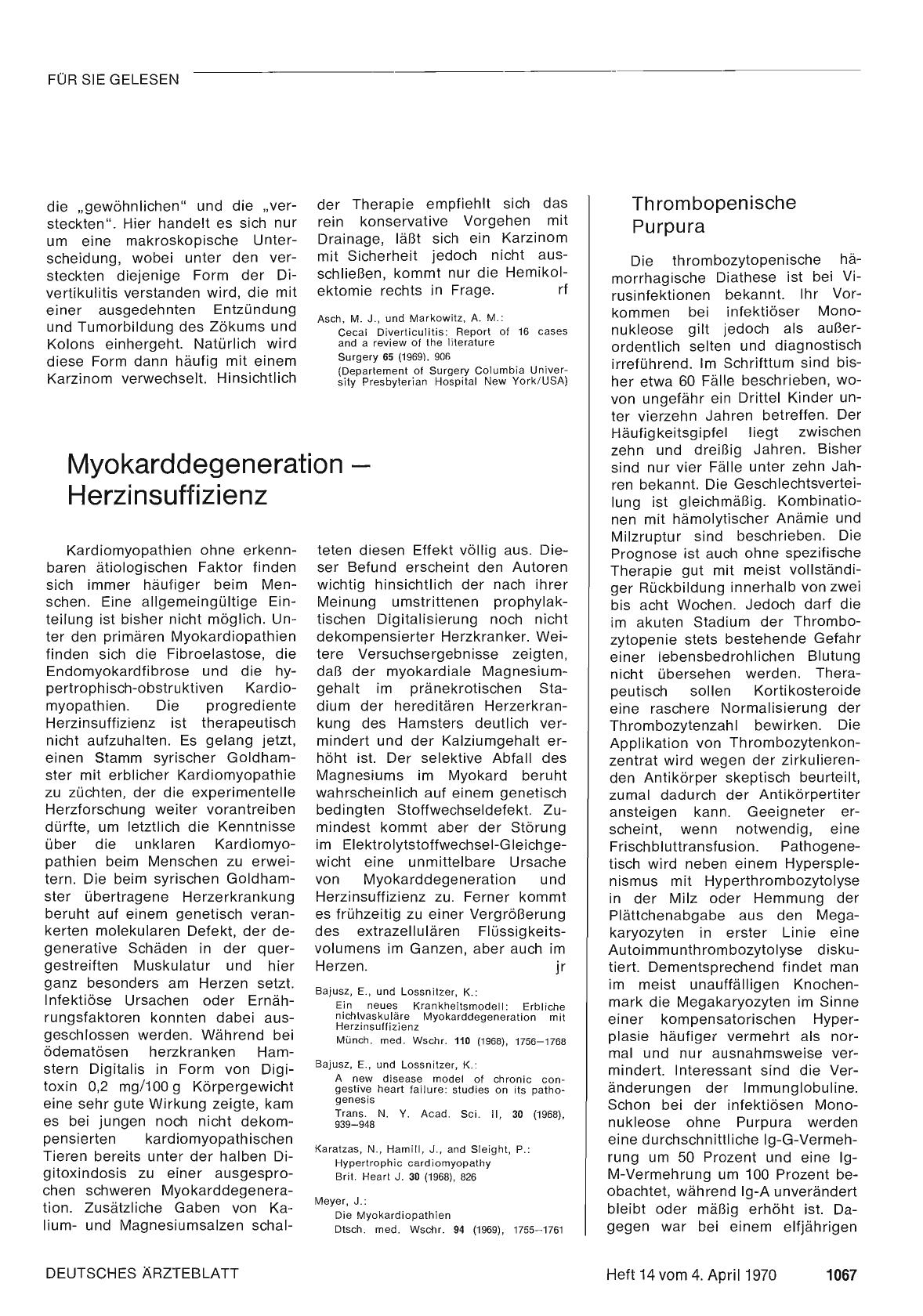 Vorschauseite 1: Myokarddegeneration — Herzinsuffizienz