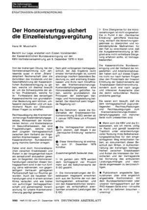 Vorschauseite 1: Der Honorarvertrag sichert die Einzelleistungsvergütung: Bericht zur Lage, erstattet vom Ersten Vorsitzenden der Kassenärztlichen Bundesvereinigung vor der KBV-Vertreterversammlun…