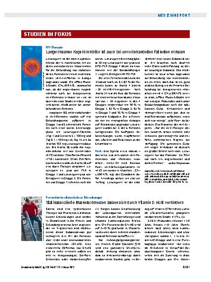 Vorschauseite 1: HIV-Therapie: Langwirksamer Kapsid-Inhibitor ist auch bei unbehandelten Patienten wirksam