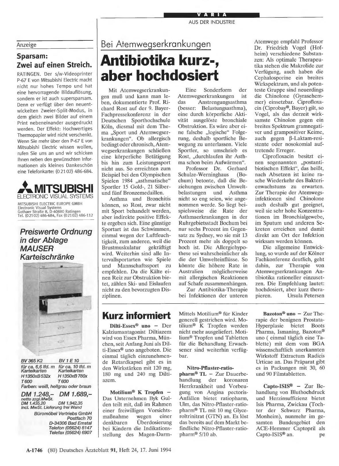 Vorschauseite 1: Bei Atemwegserkrankungen: Antibiotika kurz-, aber hochdosiert