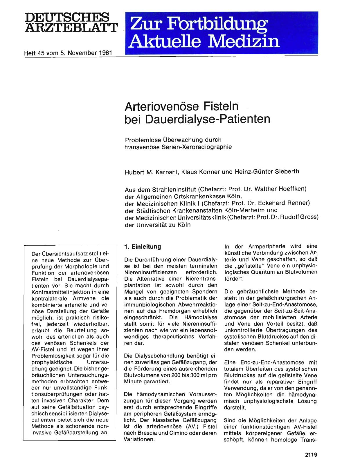 Vorschauseite 1: Arteriovenöse Fisteln bei Dauerdialyse-Patienten