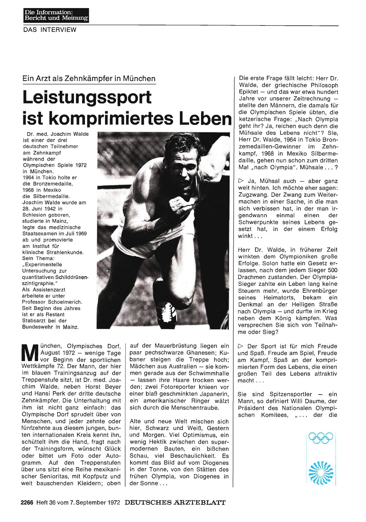Vorschauseite 1: Ein Arzt als Zehnkämpfer in München: Leistungssport ist komprimiertes Leben