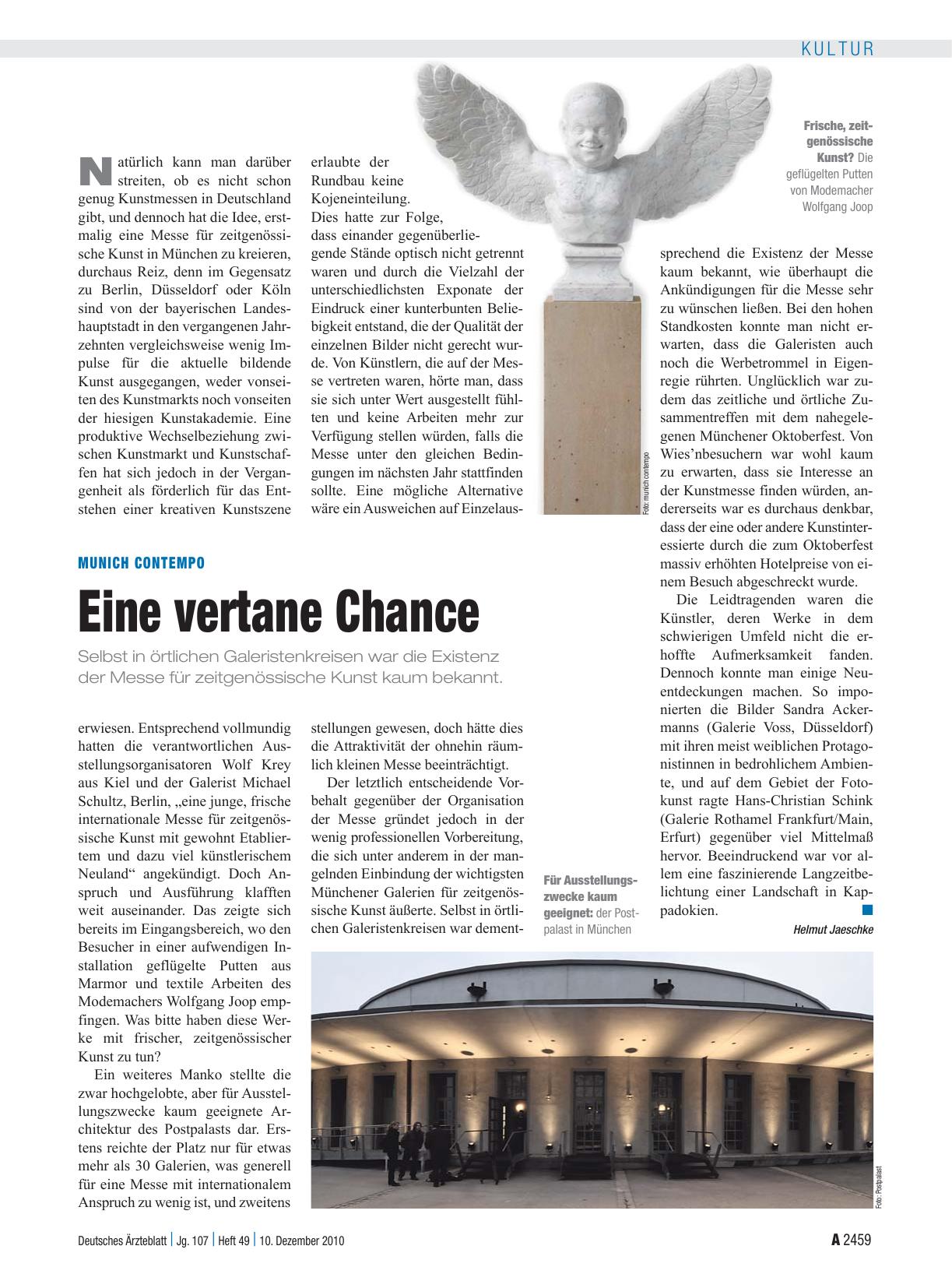 Vorschauseite 1: Munich Contempo: Eine vertane Chance