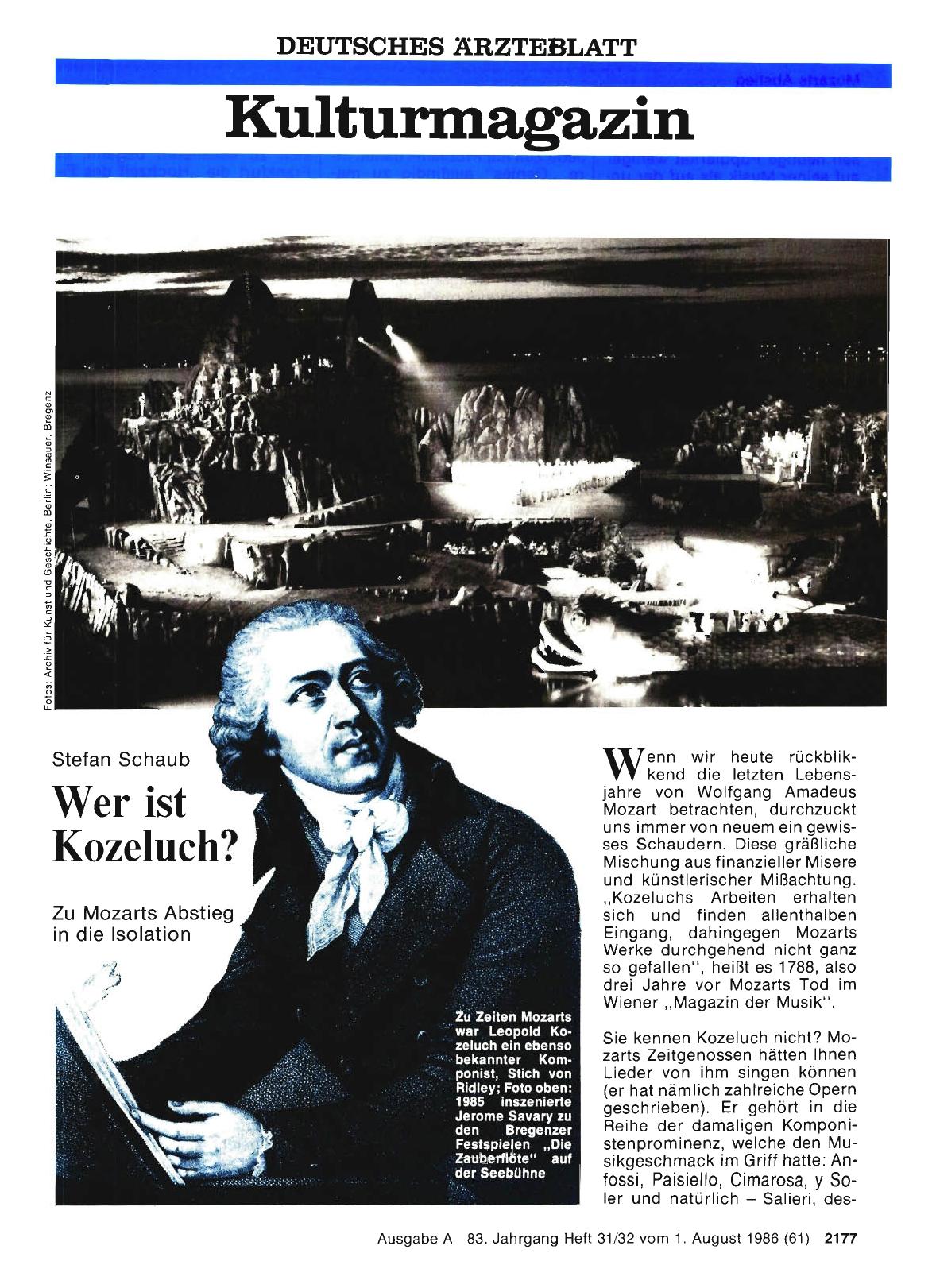 Vorschauseite 1: Wer ist Kozeluch? : Zu Mozarts Abstieg in die Isolation
