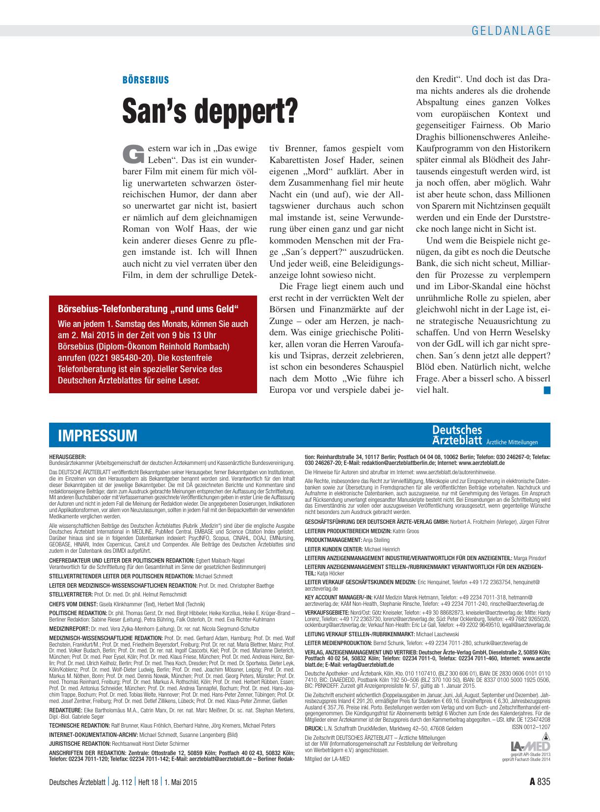 Vorschauseite 1: Börsebius: San’s deppert?