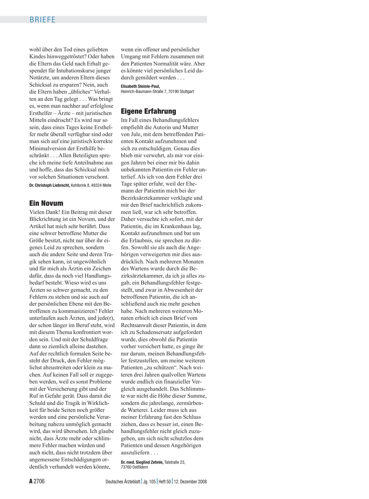 Vorschauseite 1: Medizinfehler: Eigene Erfahrung