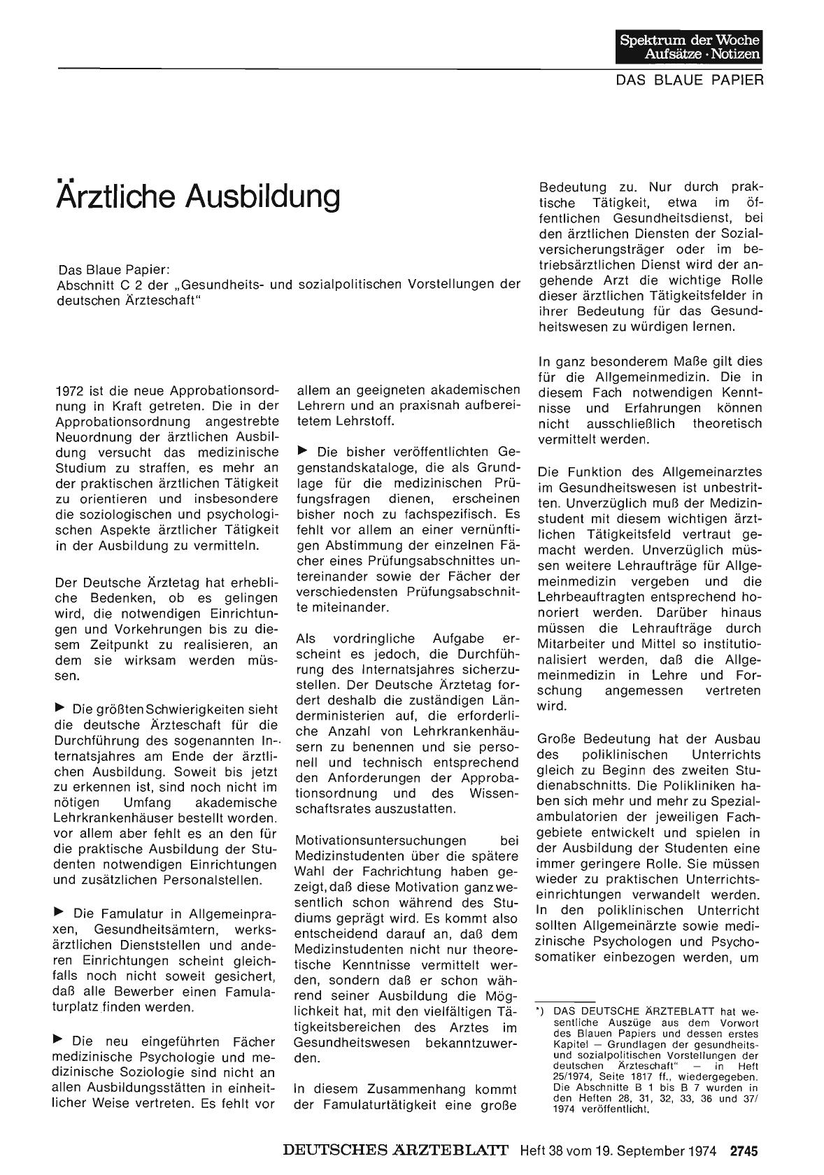 Vorschauseite 1: Ärztliche Ausbildung