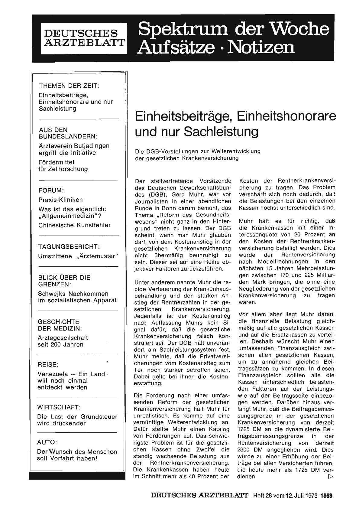 Vorschauseite 1: Einheitsbeiträge, Einheitshonorare und nur Sachleistung