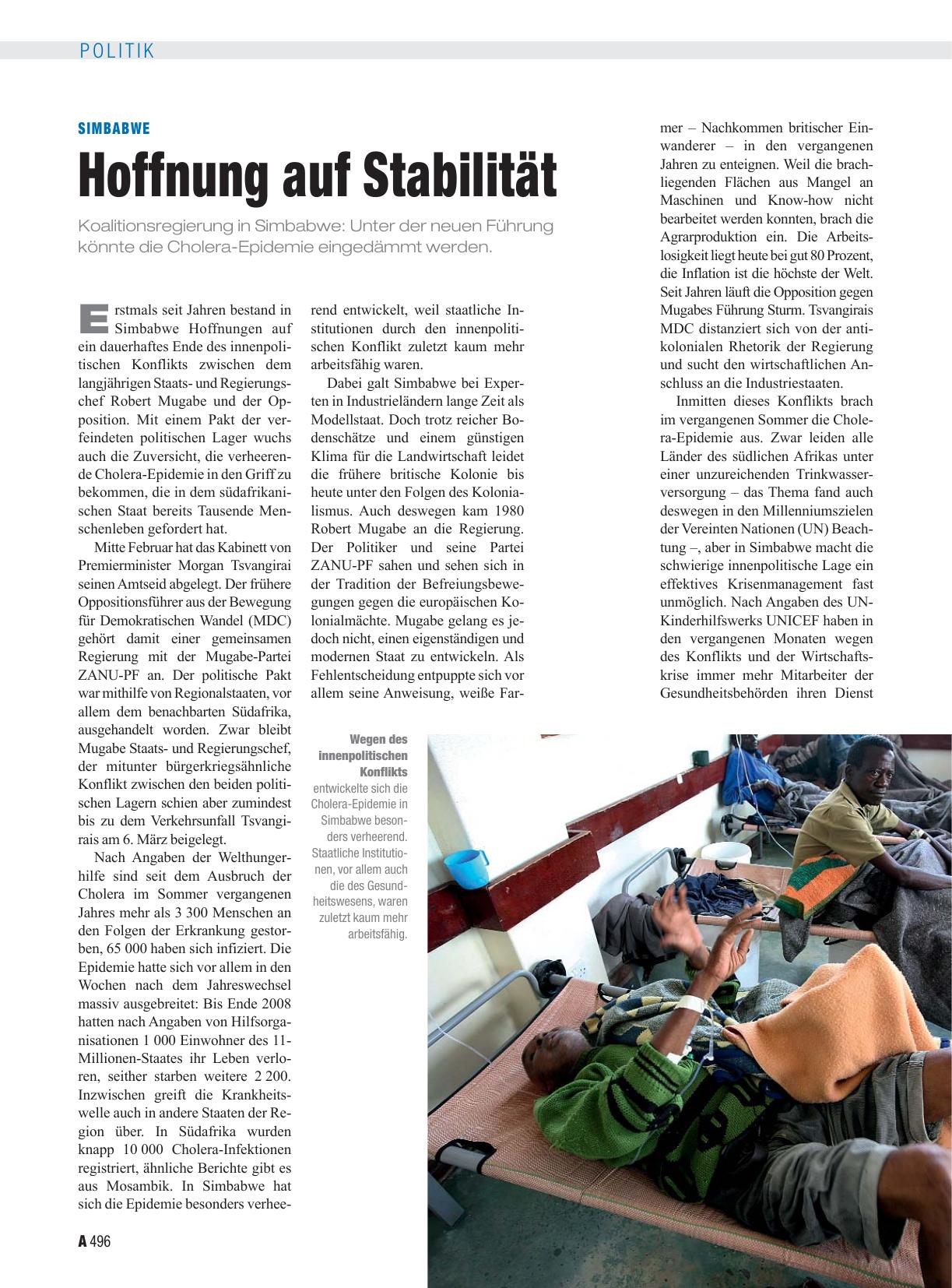 Vorschauseite 1: Simbabwe: Hoffnung auf Stabilität