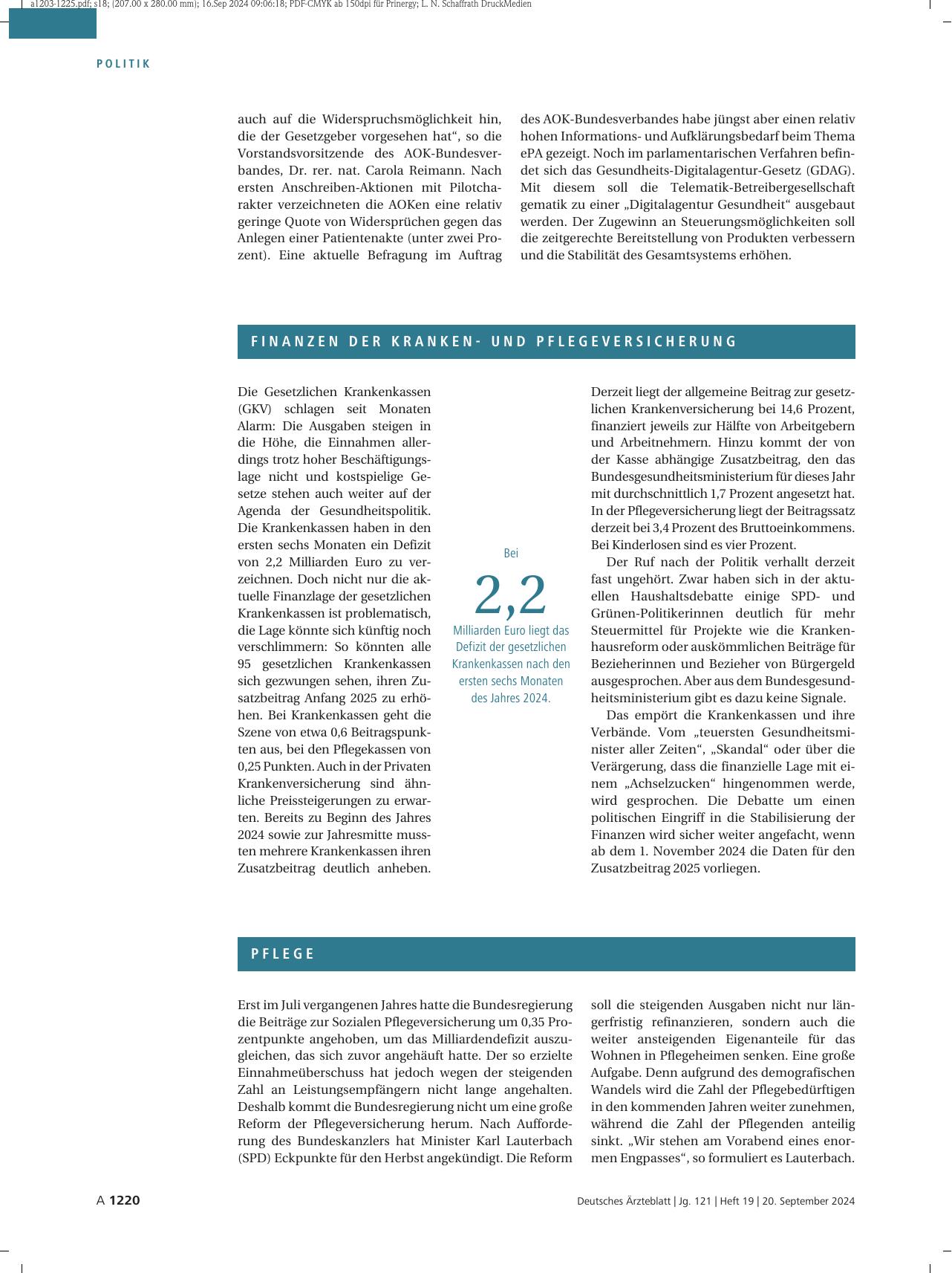 Vorschauseite 3: Gesundheitspolitik: Die Debatten im Herbst