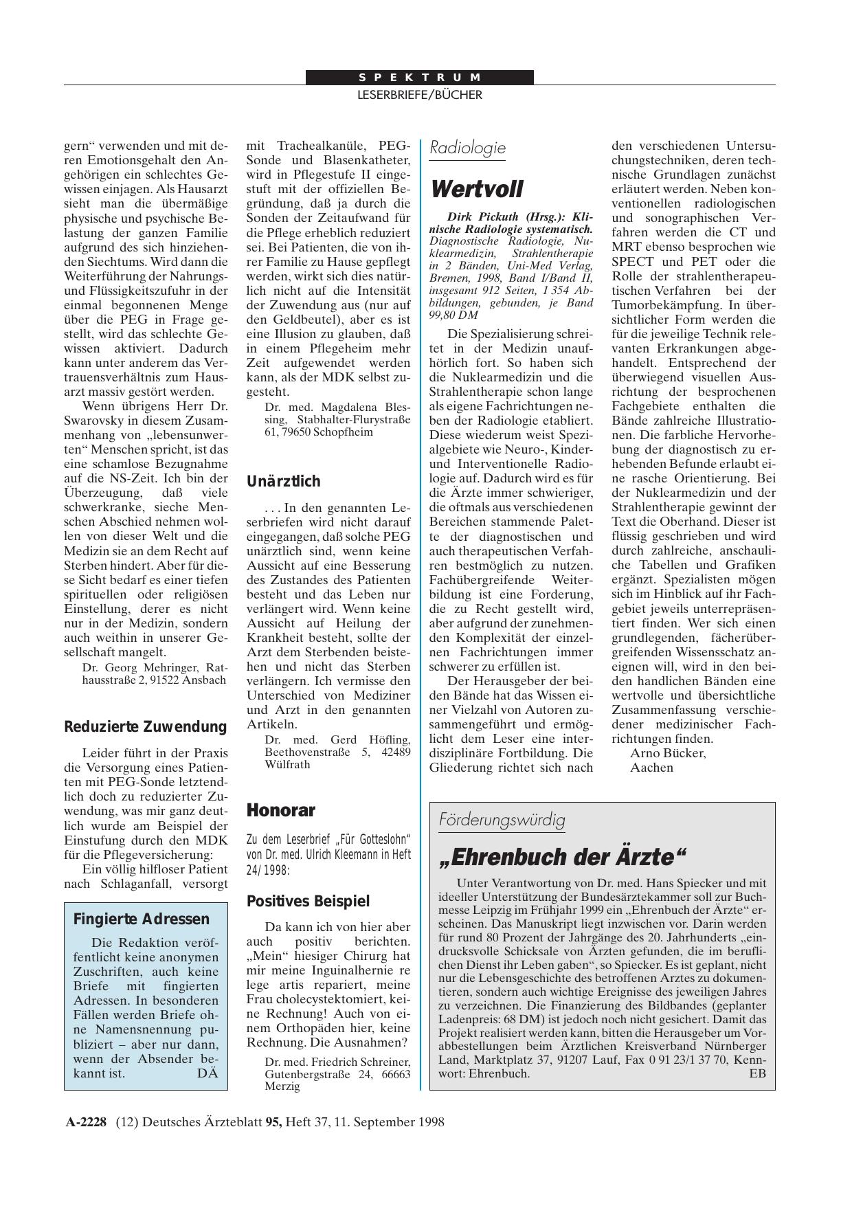 Vorschauseite 1: Magensonde: Reduzierte Zuwendung