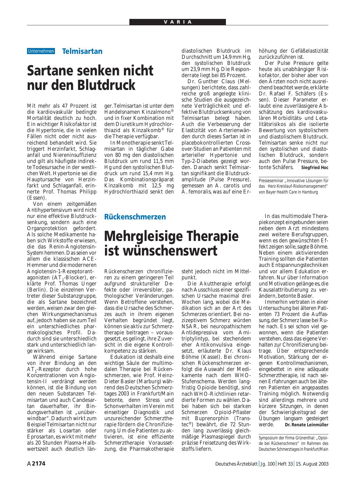 Vorschauseite 1: Telmisartan: Sartane senken nicht nur den Blutdruck
