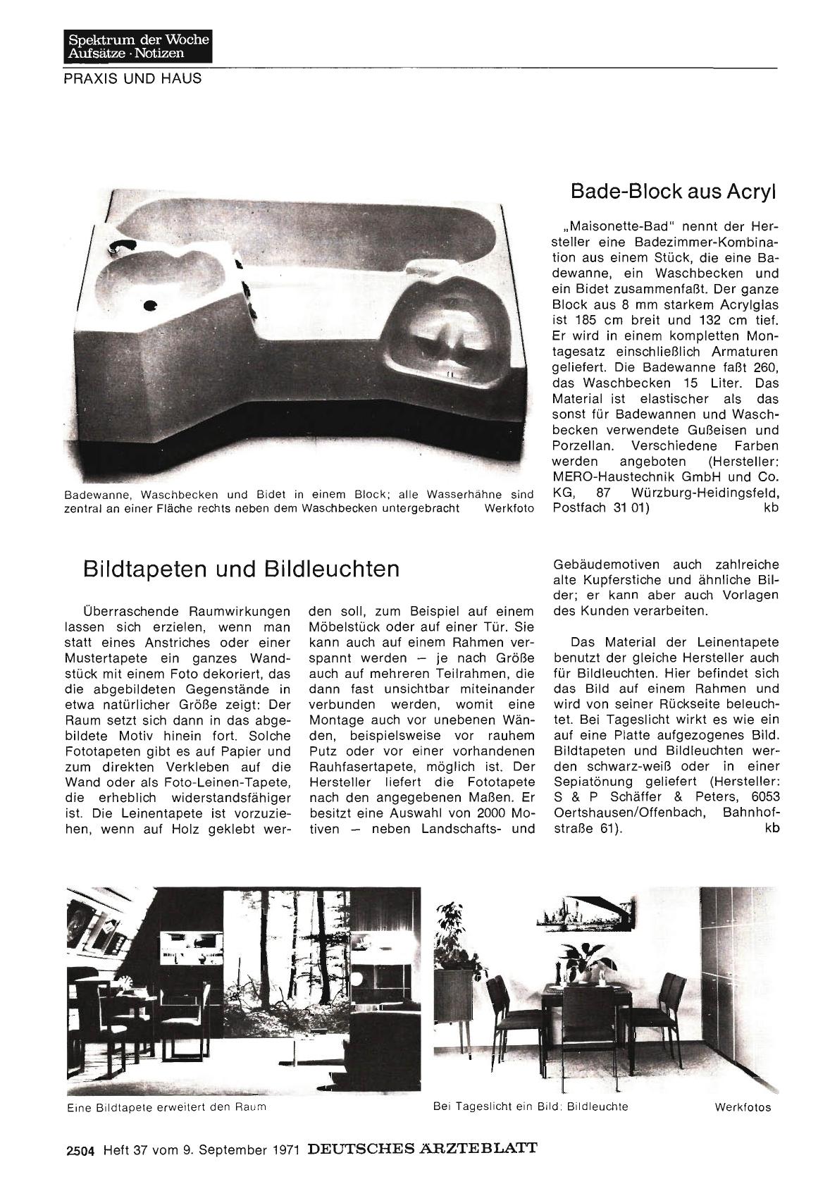 Vorschauseite 1: Bade-Block aus Acryl / Bildtapeten und Bildleuchten