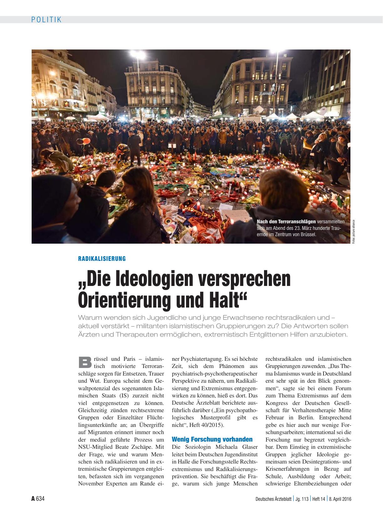 Vorschauseite 1: Radikalisierung: „Die Ideologien versprechen Orientierung und Halt“