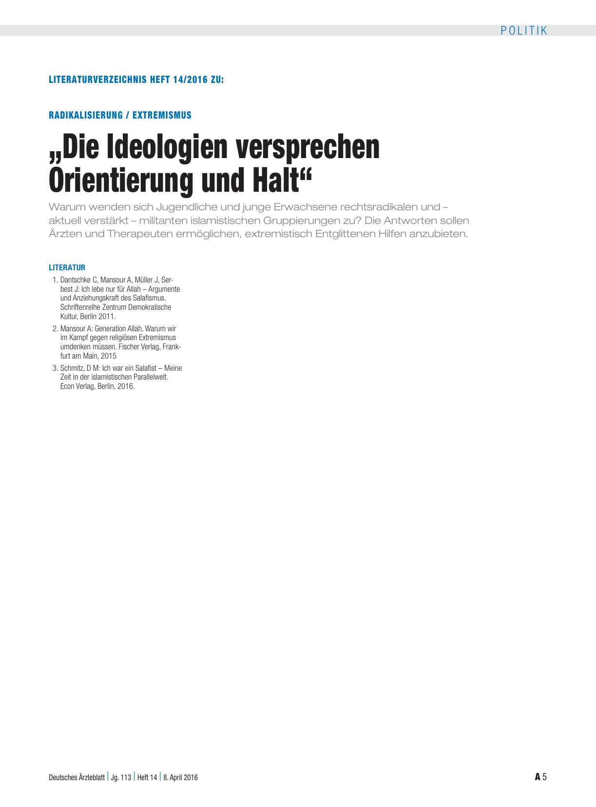Vorschauseite 5: Radikalisierung: „Die Ideologien versprechen Orientierung und Halt“